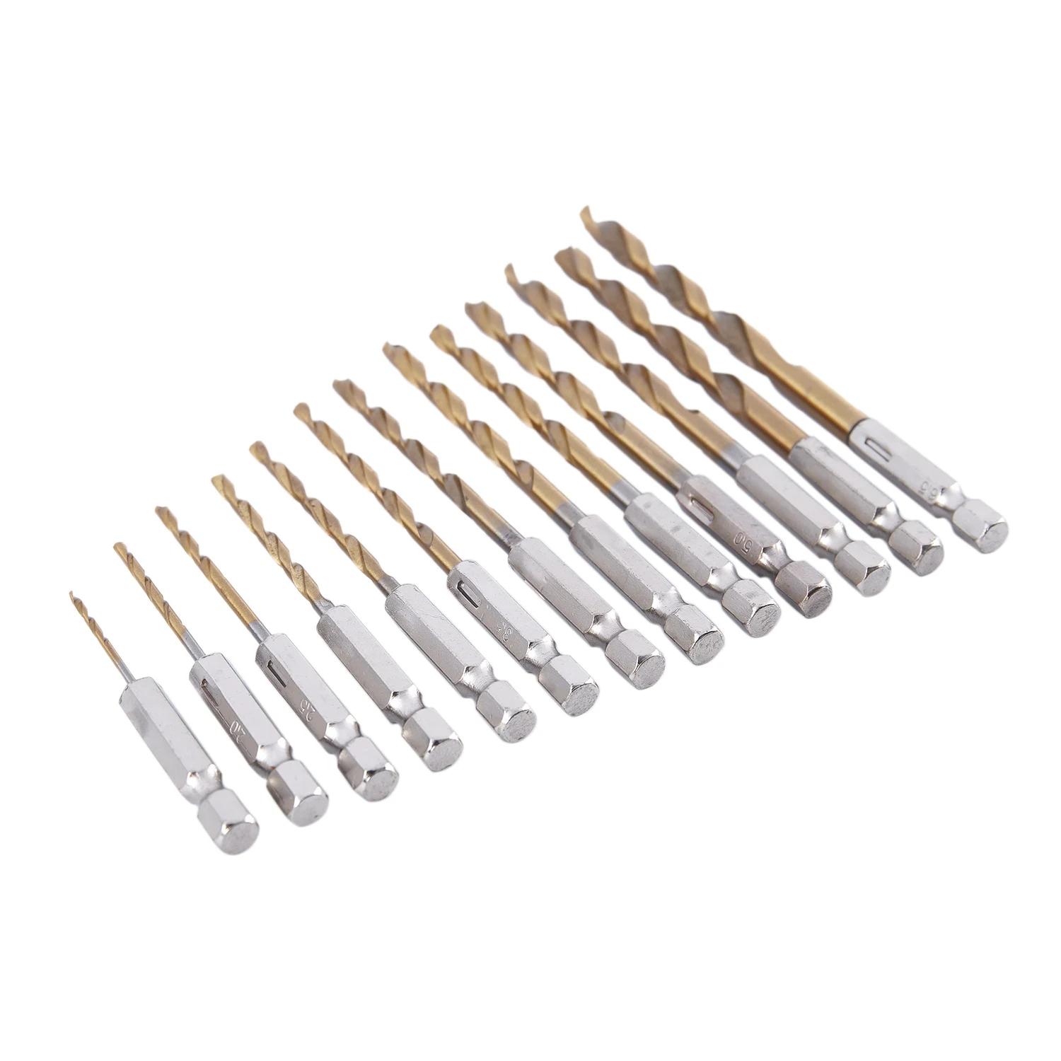13Pc HSS Titanium Coated Drill Bit Set With 1/4inch Hex Shank