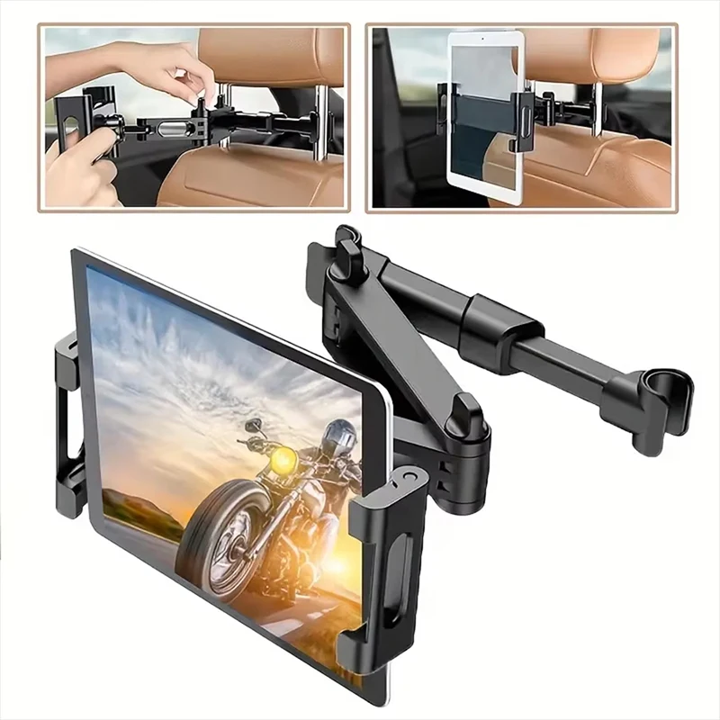 Telescopic Car Rear Pillow Phone Holder Tablet Rotating Holder Car Back Seat Stand Headrest Bracket Universal Holder Accessories