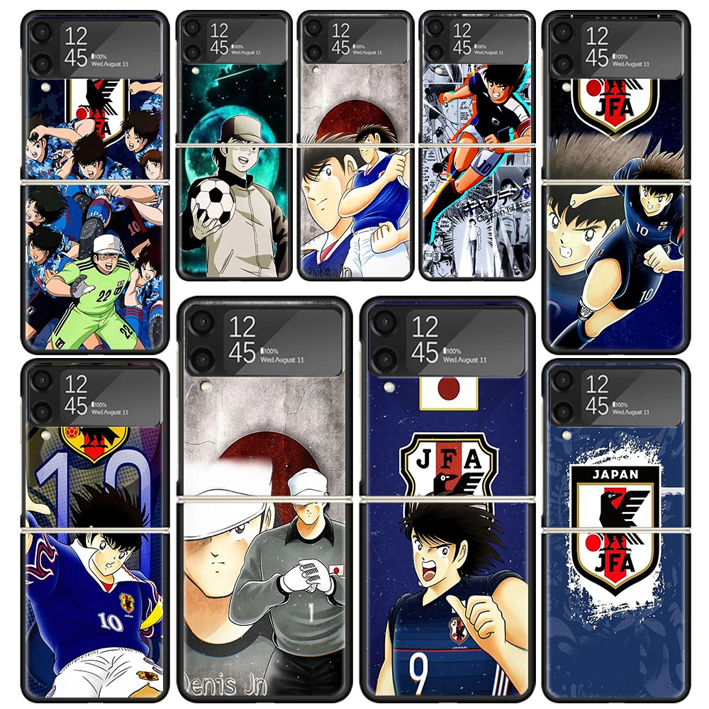 Captain Tsubasa Anime Clear Phone Case For Samsung Z Flip 5 4 3 Galaxy ZFlip 6 5G Shockproof Hard Print Cover TPU PC Coque