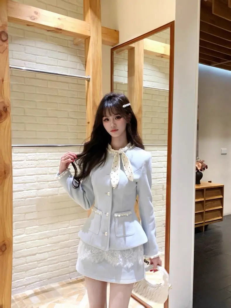 Herbst Koreanische Mode Süße Vintage frauen Zwei Stücke Set Französisch Elegante Büro Dame Set Abnehmen Design Outfits Frau Kleidung