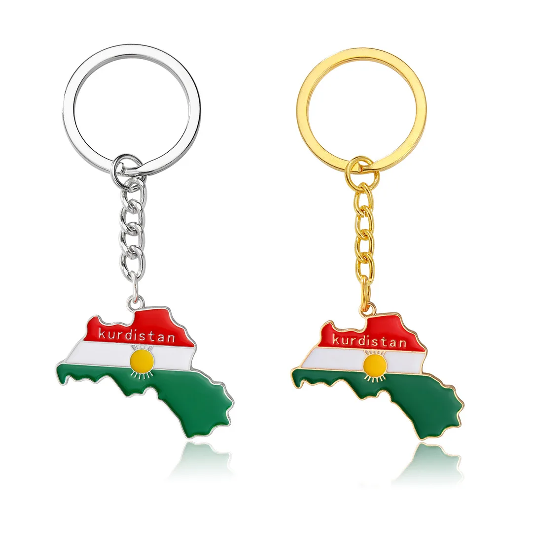 Original Kurdistan Flag Keychain Stainless Steel Kurdistan Map Car Keyring Bag Accessories Kurdish Jewelry Gift