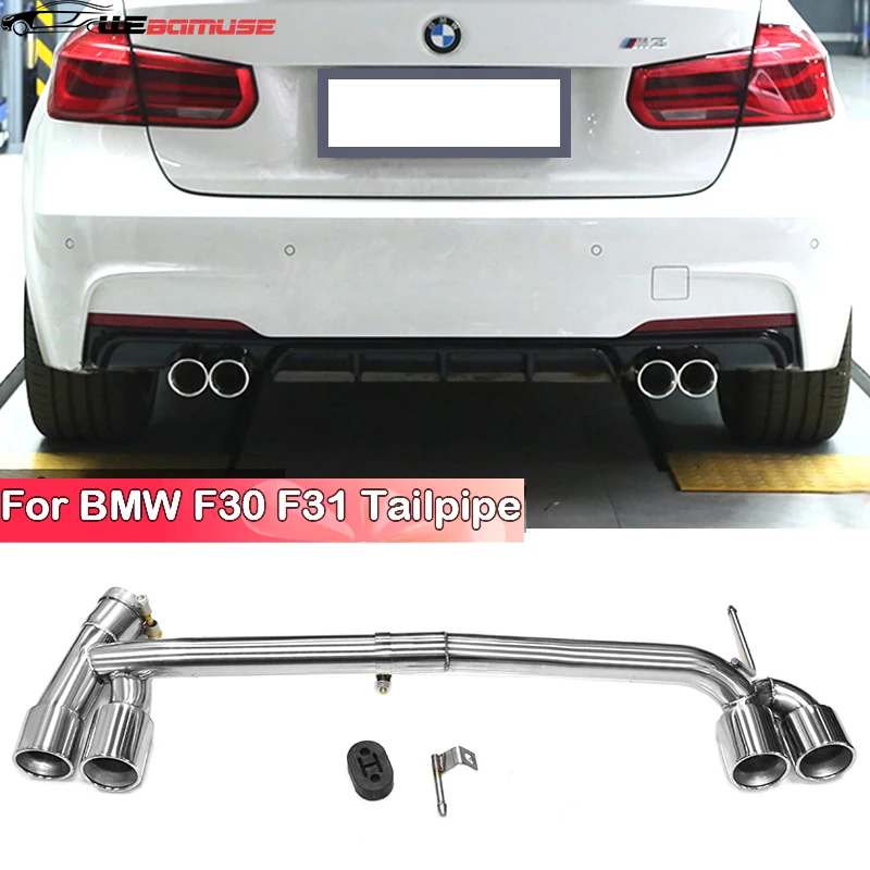 Stainless Steel Exhaust Pipe For BMW F30 F31 320i 318i 2013-2016 Upgraded MT MP Bumper 4 Outlet Exhaust Tailpipe Muffler