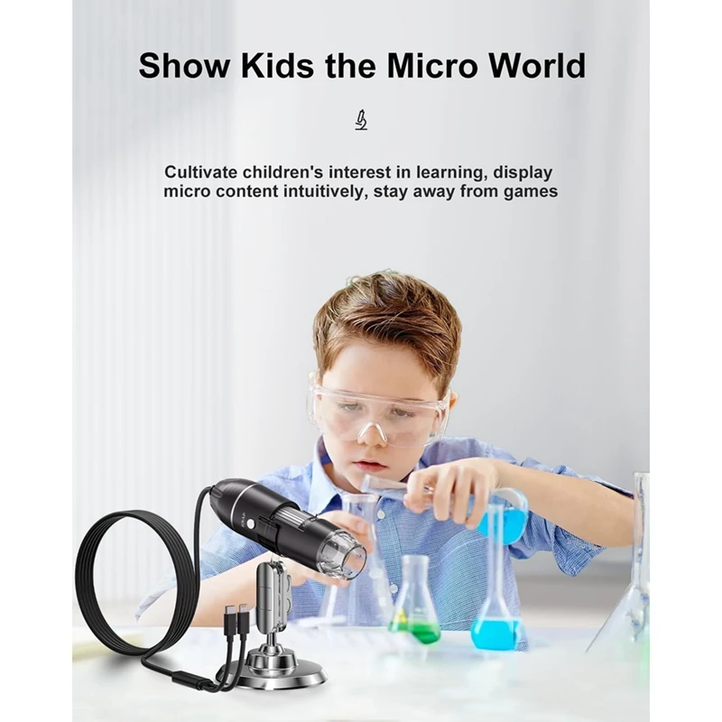 Caméra de microscope numérique, microscope de poche à grossissement 50X-1600X, déterminer, 1 jeu