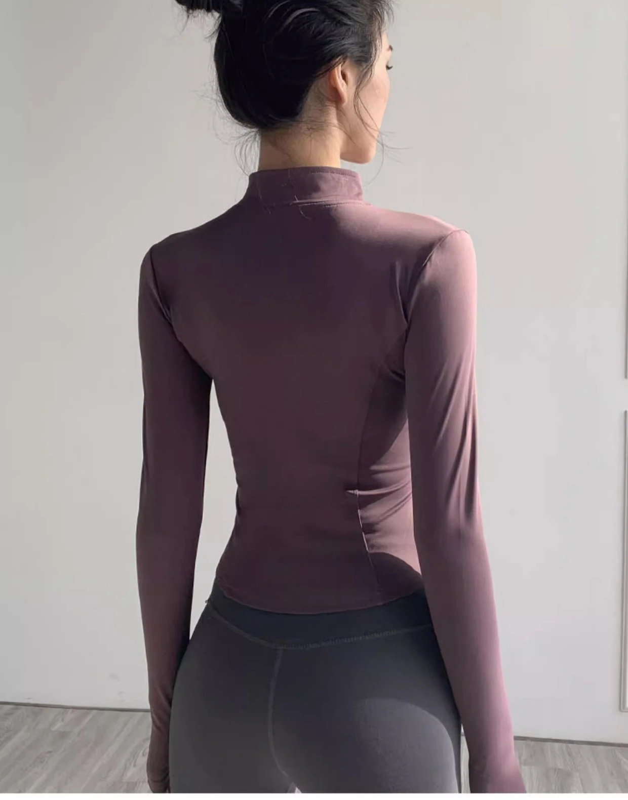 Damenjacke, schnell trocknend, Sonnenschutz, Sportmantel, eng anliegend, Yoga-Kleidung, langärmelig, Strickjacke, Laufen, Fitnessjacke, Reißverschluss – Detail 3