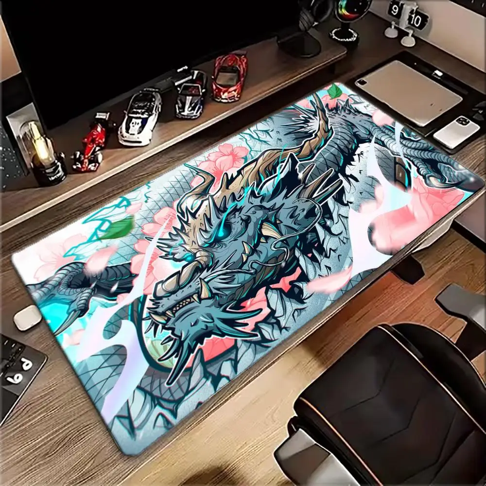 Large XXL Gaming Mouse Pad Desk Mat Keyboard Pad Oriental Dragon Cherry Blossom Japanese Anime Art Fantasy Gamer PC Laptop Decor