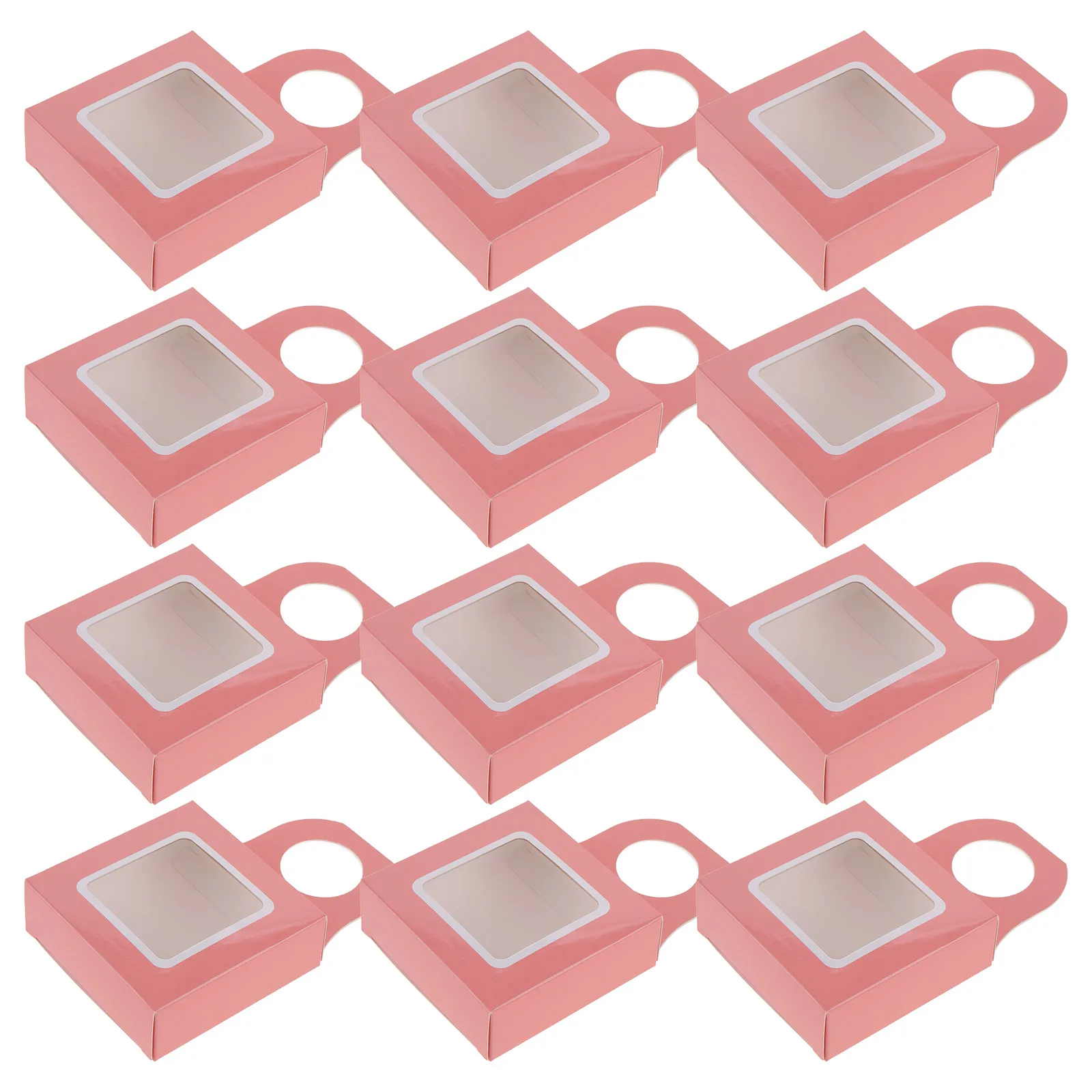 

25pcs Gift Box Bottle Decor Pink Hanging Storage Case Kraft Paper Boxes Packing Box With Window Foldable Boxes