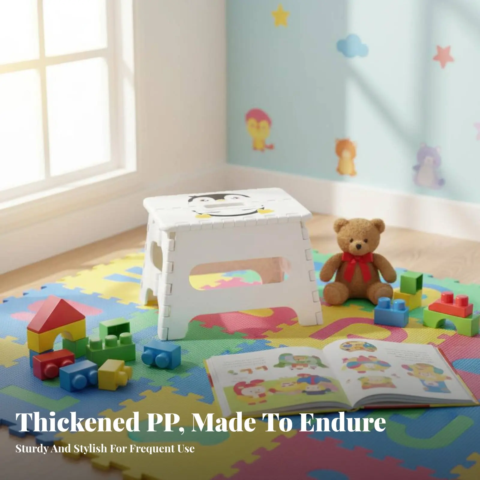 

Cartoon Folding Stool Foldable Design foldable Footstool Space-Saving Sturdy Construction for Children, Home, Camping, Travel