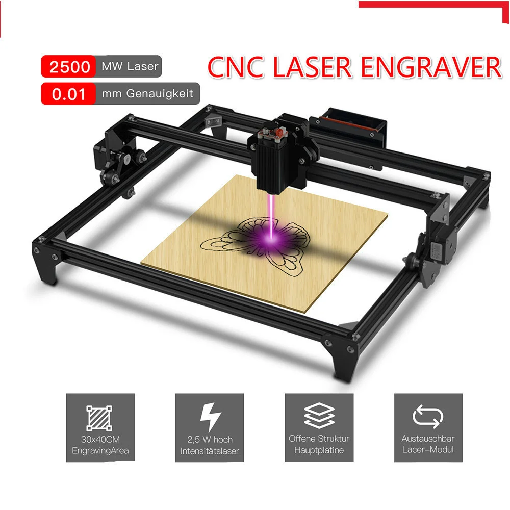 30*40cm Mini 2500MW CNC Laser Engraving Machine 2Axis DIY Engraver Desktop Wood Router/Cutter/Printer + Laser Goggles