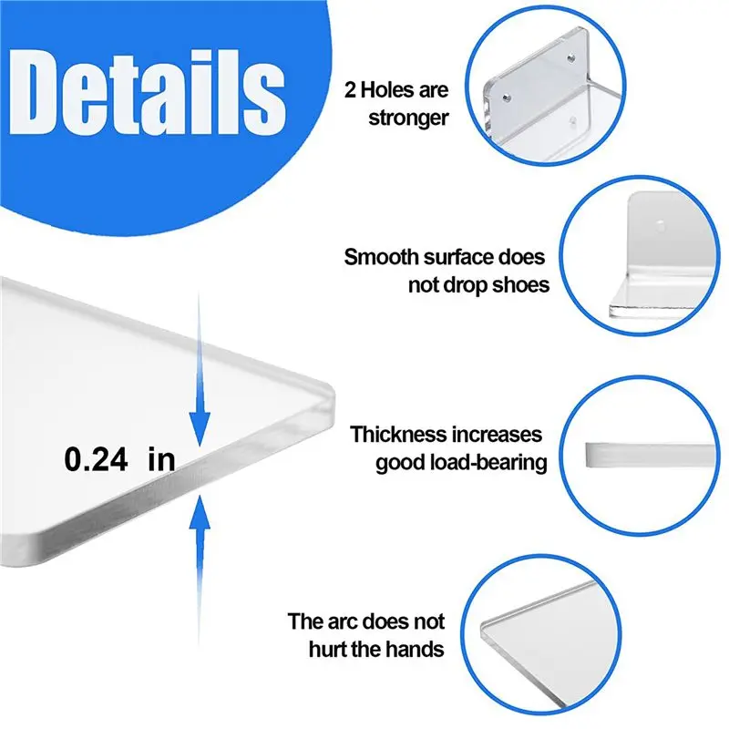 A04G-12 Pack Floating Shoe Display,Shelves Wall Mount Levitating Shoe Display Stand For Sneaker Collection Or Shoes Box