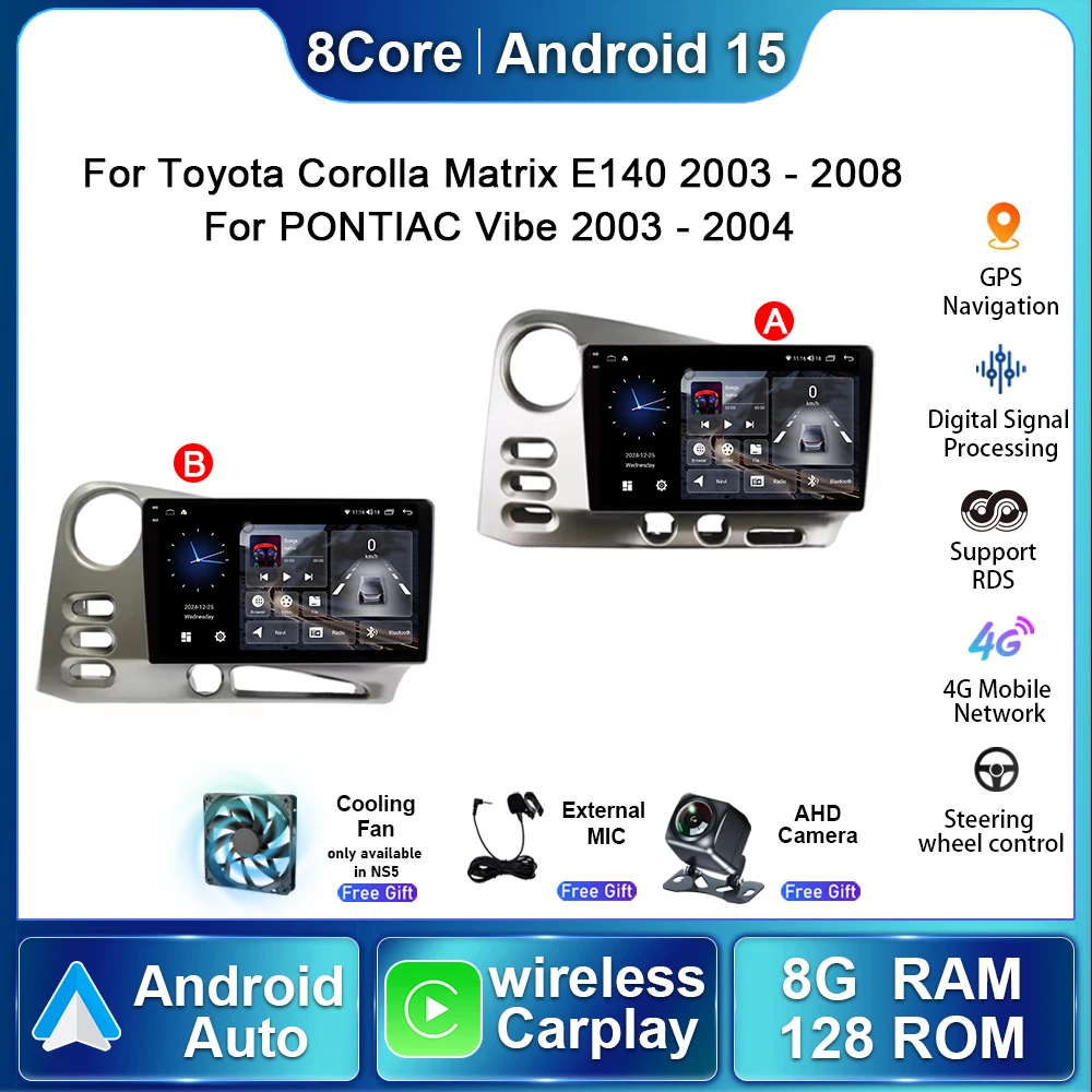Car Radio For Toyota Toyota Corolla Matrix E149 2003-2008 For PONTIAC Vibe 2003-2004 Navigation Screen Carplay Multimedia Player