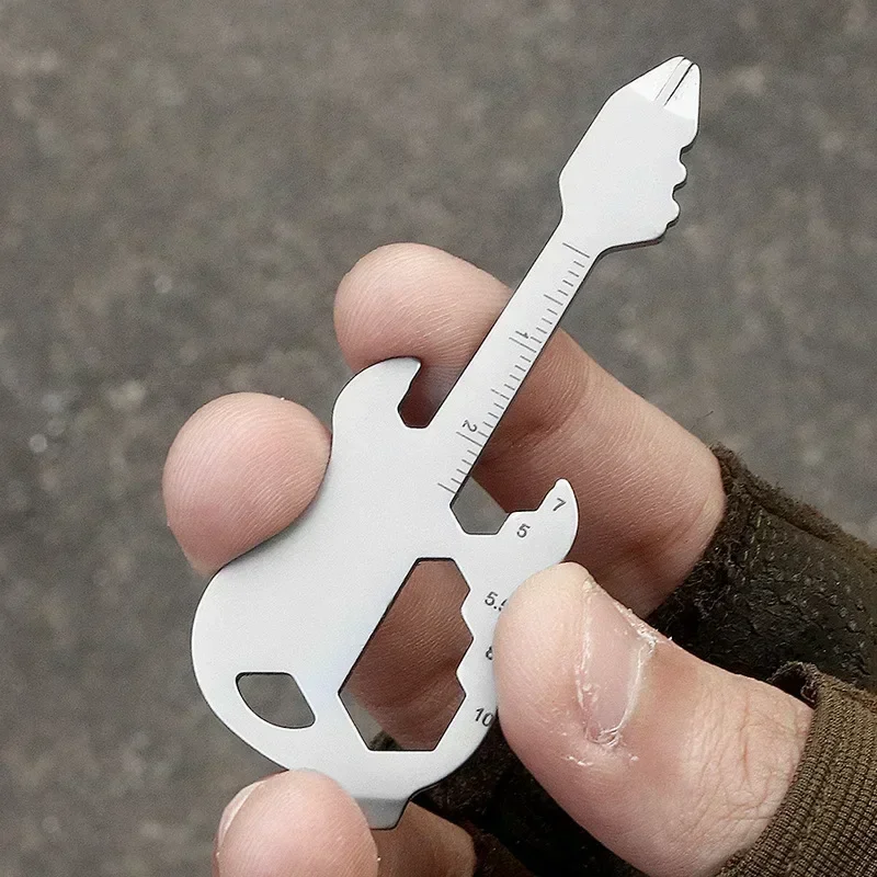 Multifunctional Guitar Camping Mini Convenient Portable Keychain American Accessory Wrench Bottle Opener Screwdriver Scale