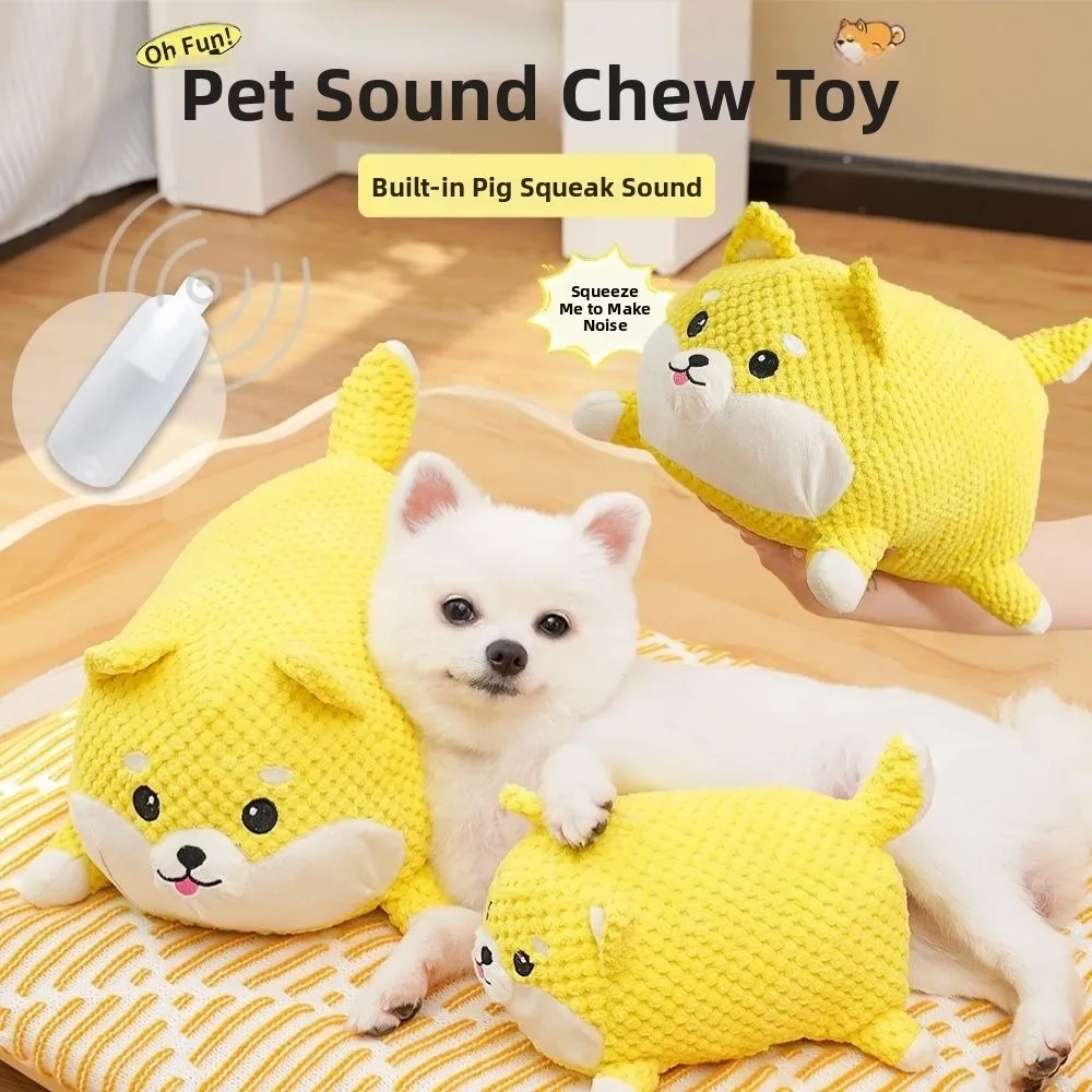 Brinquedo de Pelúcia Engraçado para Cães com Som, Resistente à Mordida, para Corgi e Porco, Brinquedo Sonoro Portátil de Desenho Animado para Roer e Limpar os Dentes