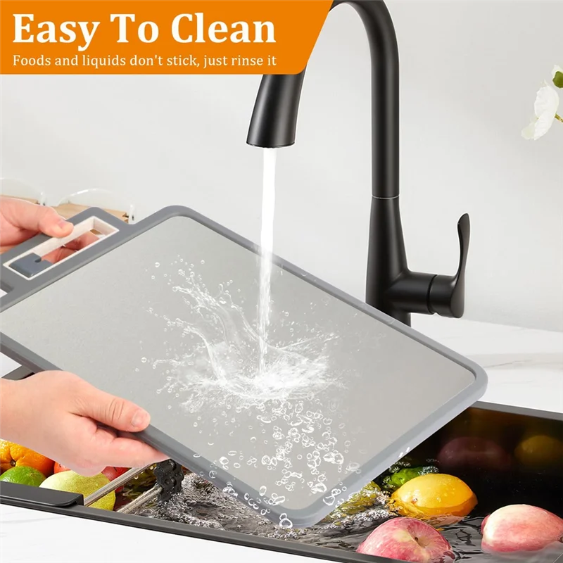 

AT05-For Kitchen 1PCS 2 In 1 Stainless Steel Cutting Board Nontoxic Antibacteria Food Grade For Kitchen Gadgets Cutting Boards