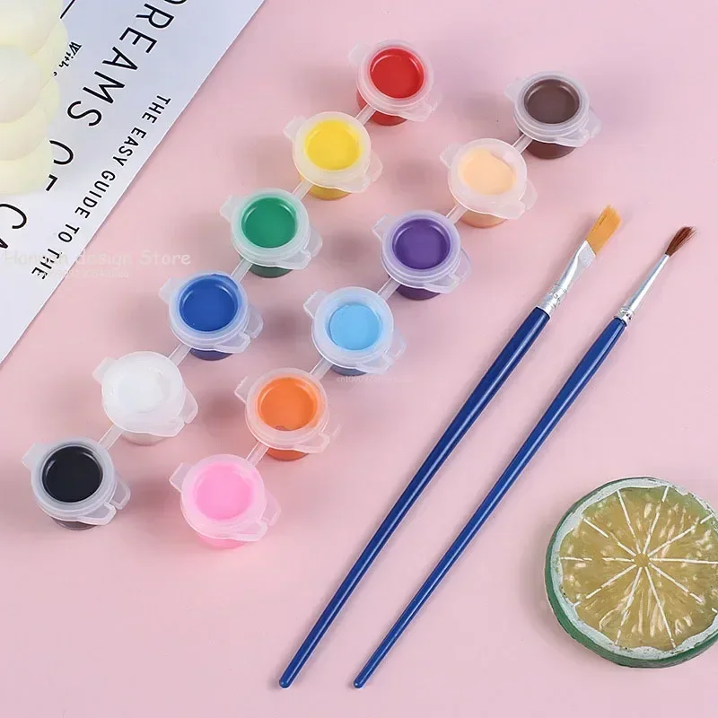 12 Colors DIY Graffiti Pigment Acrylic Paints with 2 Brushs for Oil Painting Paint Painting Art Supplies Set Supplies Coloring