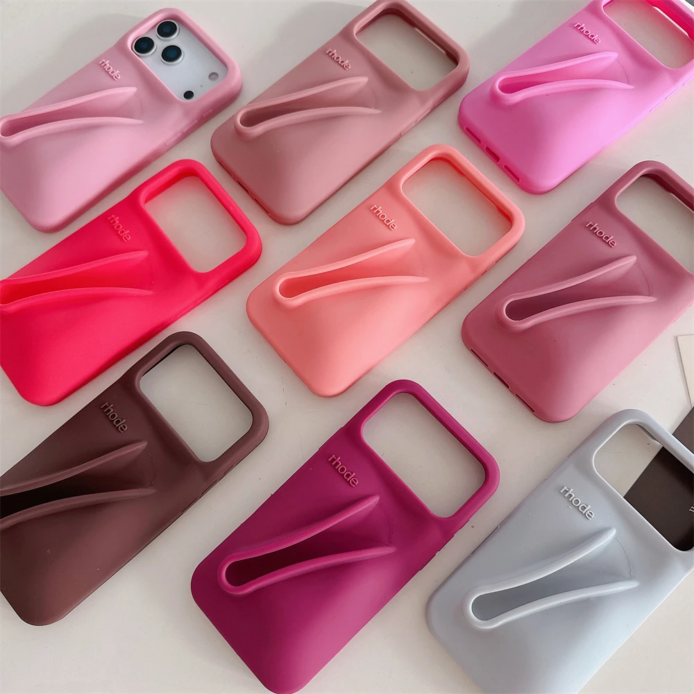 Funda de silicona 3D Rhode INS para iPhone 17 Pro Max, Air 15, 14, 13, 12, 16, 17 ProMax Plus, con diseño de cinta de tostadas gris y espresso