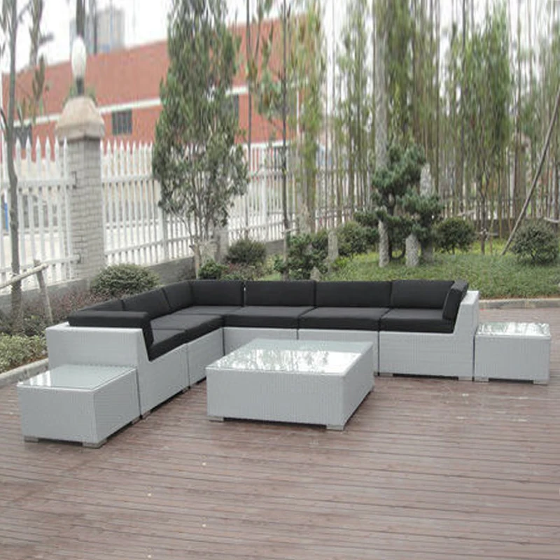 9-pcs Patio Outdoor Rattan Sofa , UV Resistant Contemporary Corner Sofa handmade Couch all weather cusomtized color and size