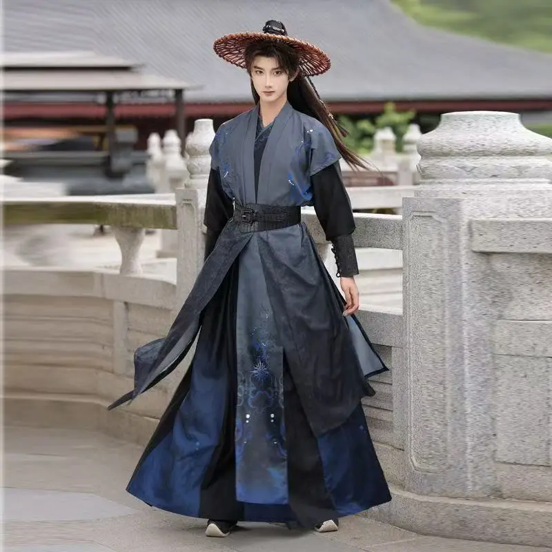 

Plus Size XXXL Hanfu Men's Traditional Wuxia Martial Arts Costume Boys Halloween Street Cosplay Photography Fashion Wear Robe