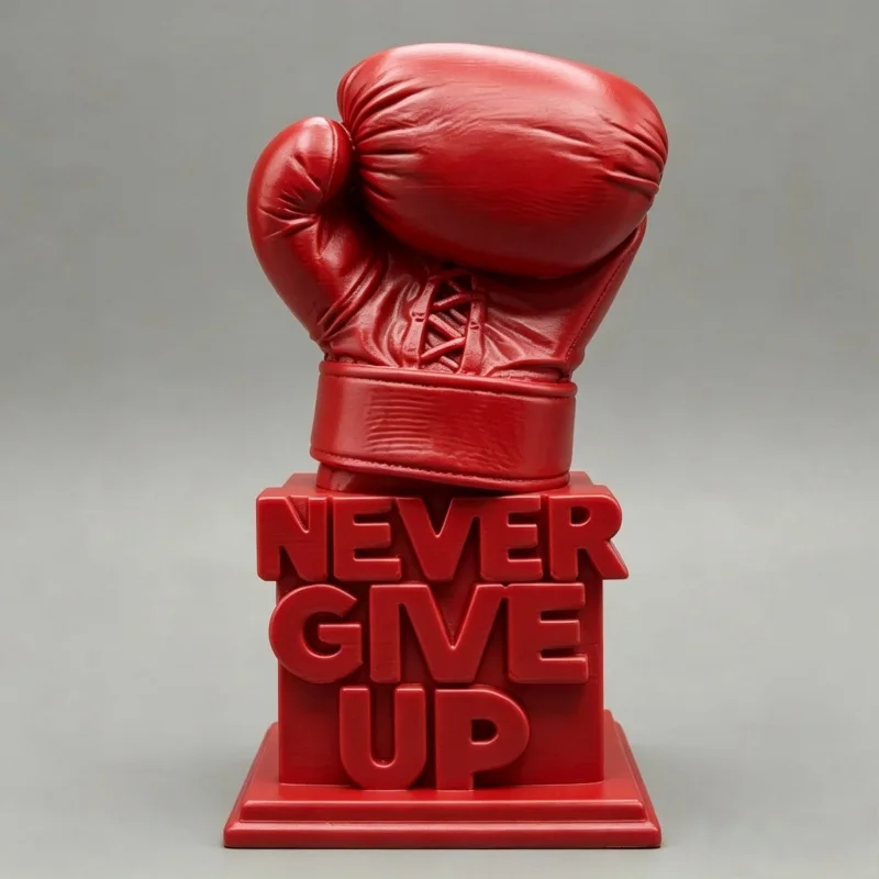 3D Printed Inspirational Boxing Gloves Ornament Never Give Up Home Office Desktop Art Decoration Gift