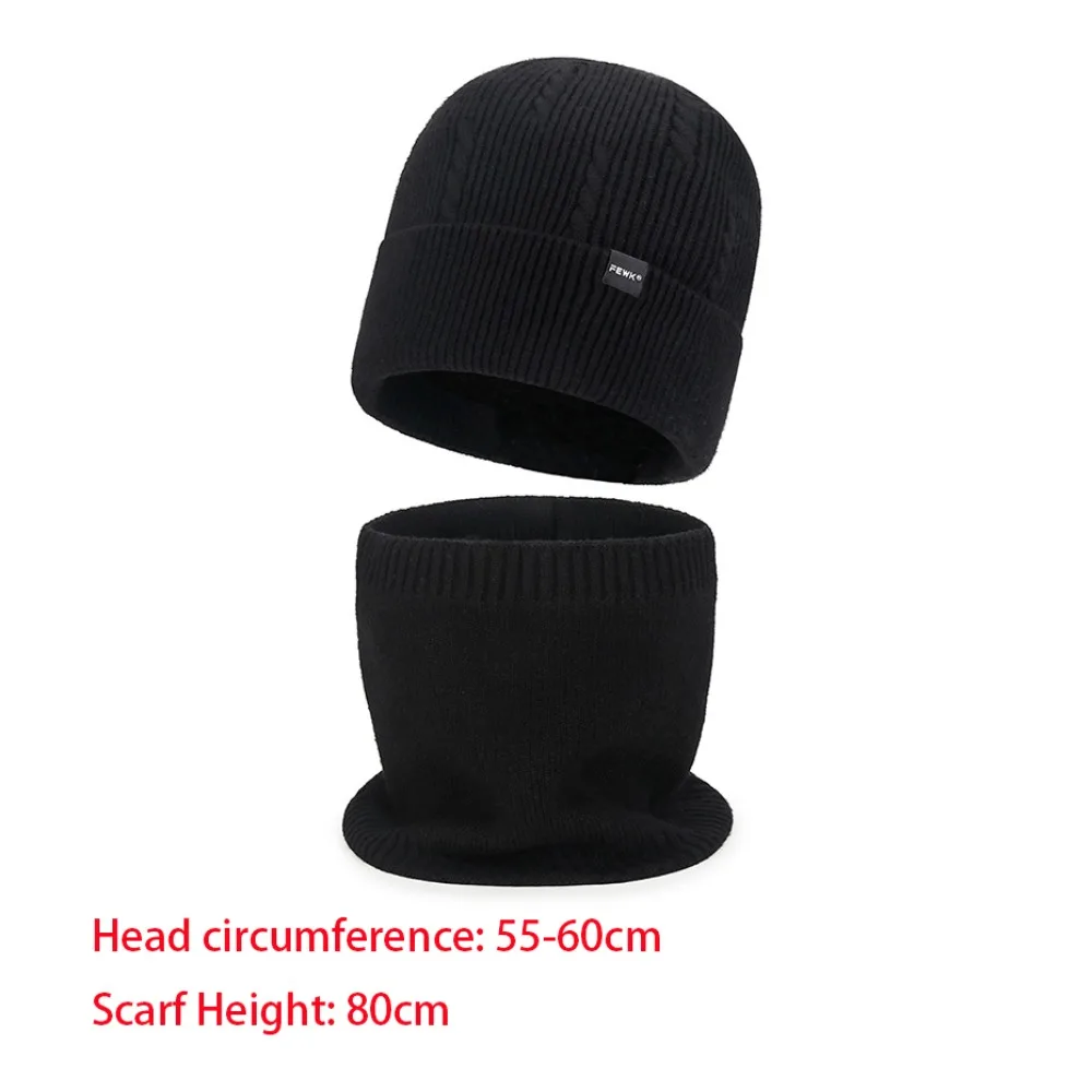 New Knitted Couple Hat Scarf Set Windproof Cold Resistant Cycling Cap Bonnet Cap Autumn Winter