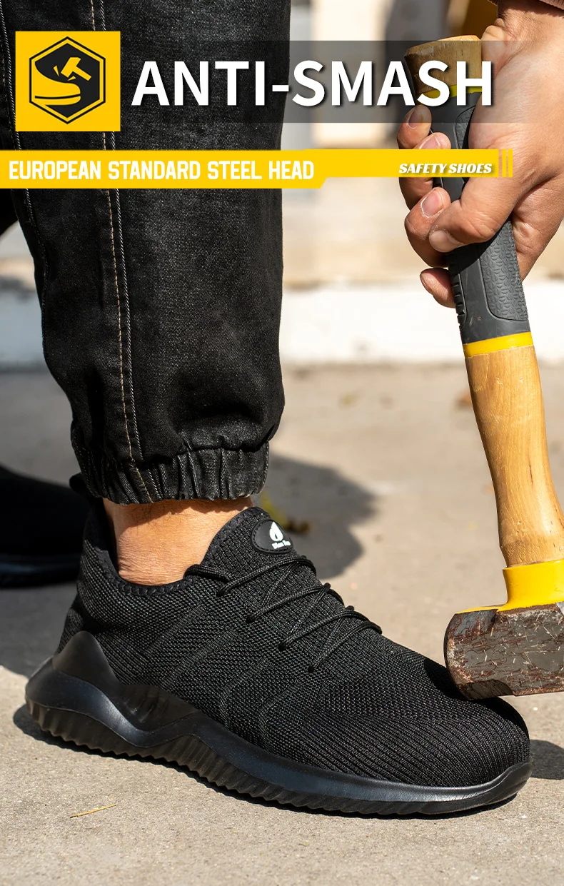 Leichte, atmungsaktive Sicherheitsschuhe für Herren mit Stahlkappe, durchtrittsicher und rutschfest, Schutzschuhe, Sicherheitsschuhe. – Detail 4