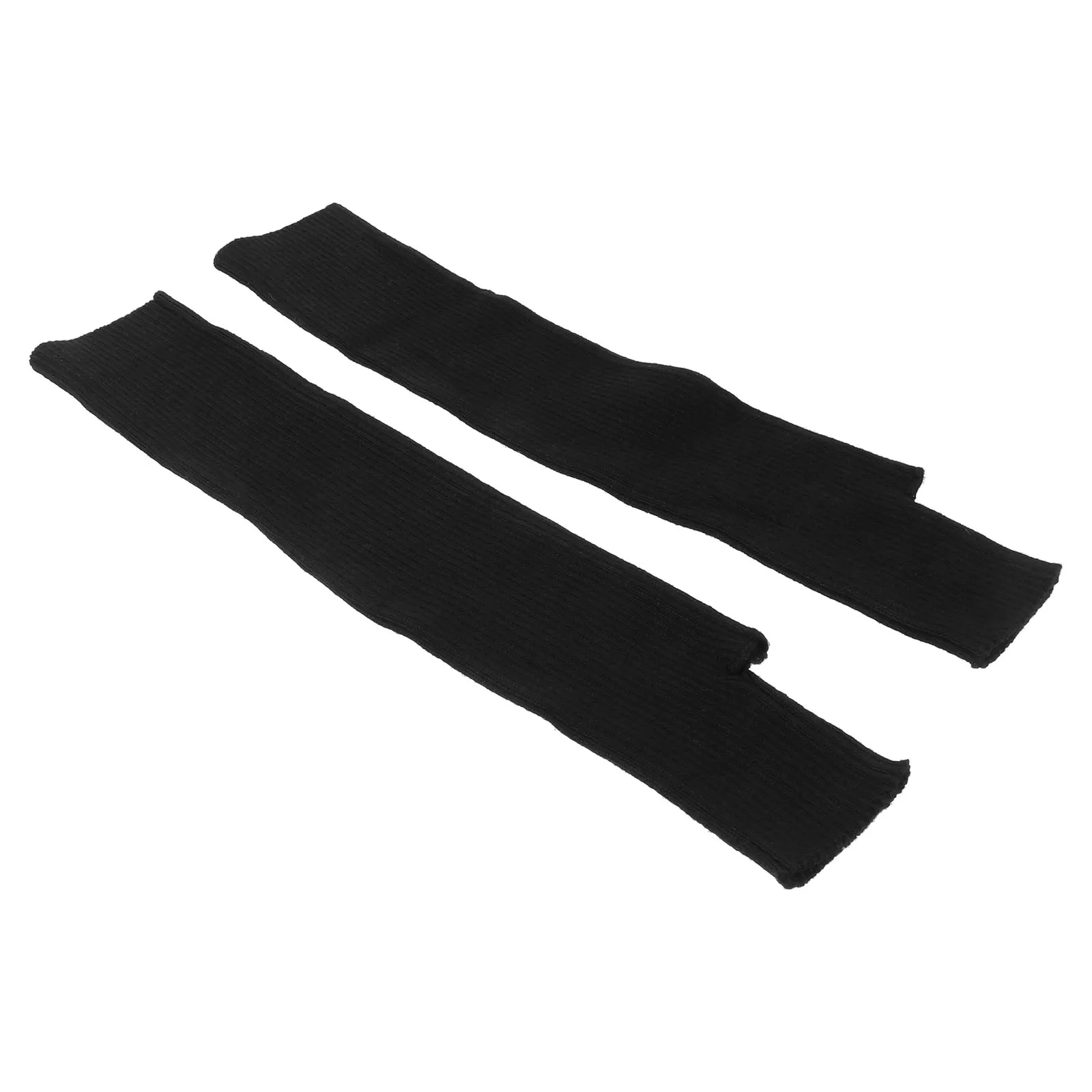

2pcs Black Thumb Hole Gloves Winter Fingerless Long Mittens For Women Girls Warm Knitted Hand Sleeves Solid Color Arm Warmers