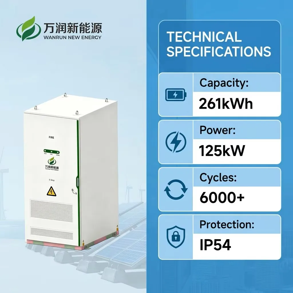 Energy Storage Cabinet 832V 125kW ESS Container System Hybrid Grid WANRUN 261kWh LiFePO4 Liquid Cooled Outdoor