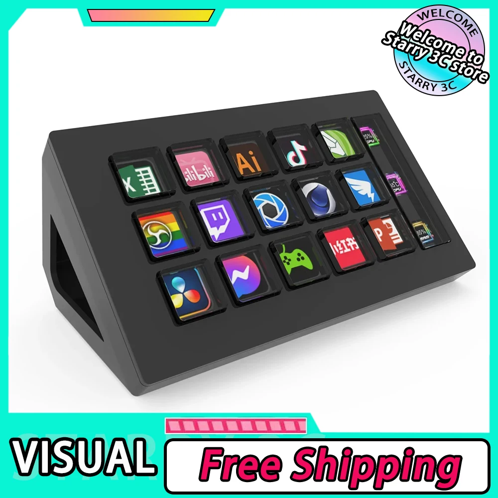 

StreamDeck Visual Keyboard LCD Button Live Content Creation Controller Custom 15 Keys Button For MacOS/ Windows/Android/iOS Gift