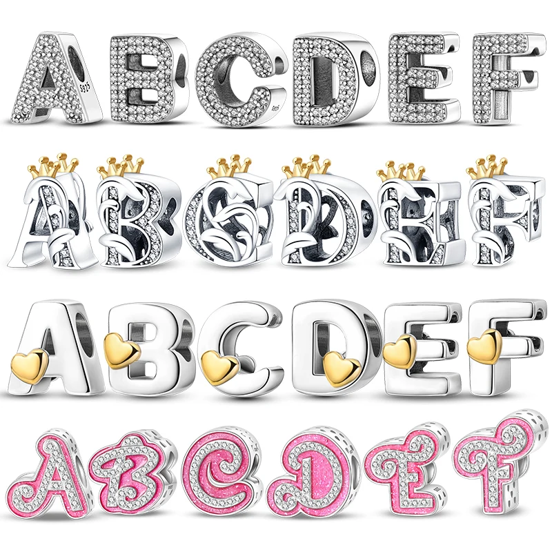 A-Z Alphabet Charms 925 Sterling Silve LOVE Letter Dangle Beads Fit Original Brand 3mm Bracelet Bangle DIY Birthday Gift Jewelry