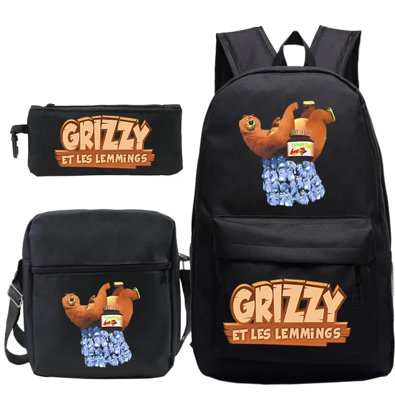 

Mochila Grizzy And Les Lemmings School Backpacks Students School Bag 3 Pcs Set Boys Girls Back To School Gift Teens Back Pack