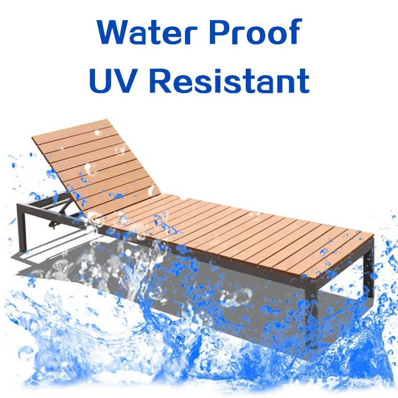 Wholesale Outdoor Furniture Adjustable Deck Chair Beach Patio Aluminum Frame Wooden Garden Sunbed
