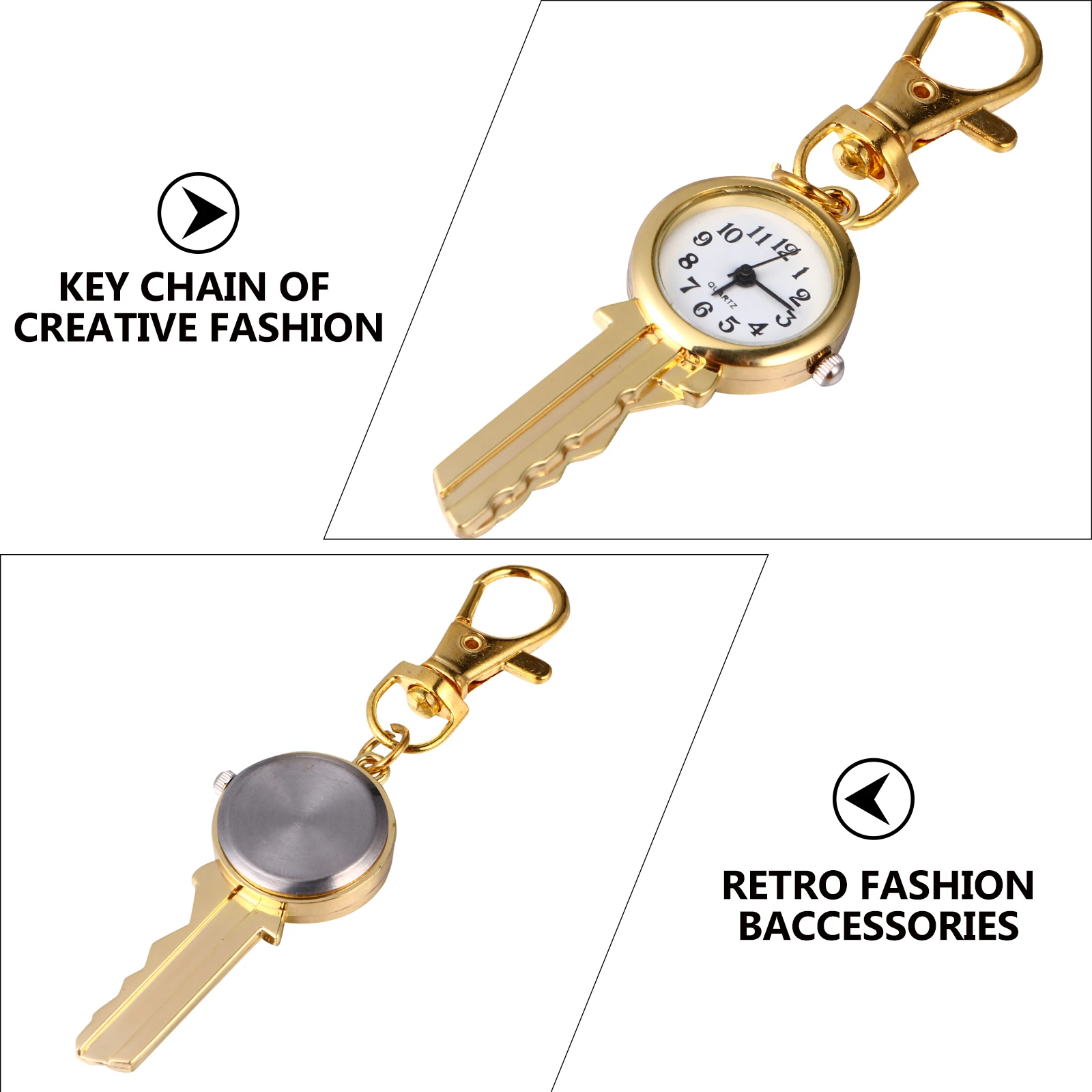 

Quartz Pocket Vintage Alloy Clip for Bag Purse Key Ring Pendant Watches Men Women Fashion Retro Pocket Watch KeychainVintage Key