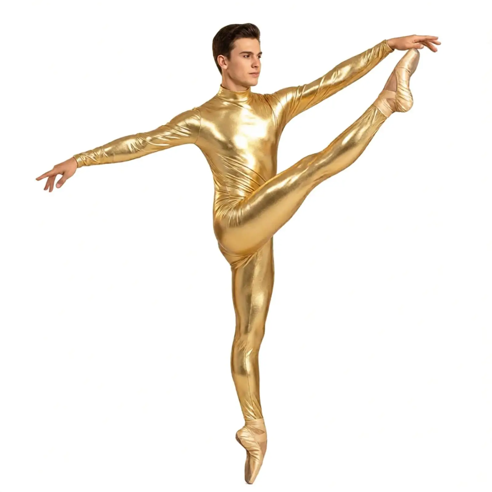 Adult Shiny Metallic Shiny Unitard Jumpsuit Glossy Cosplay Zentai Suits Halloween Long Sleeve Hooded Catsuit Dance Bodysuits