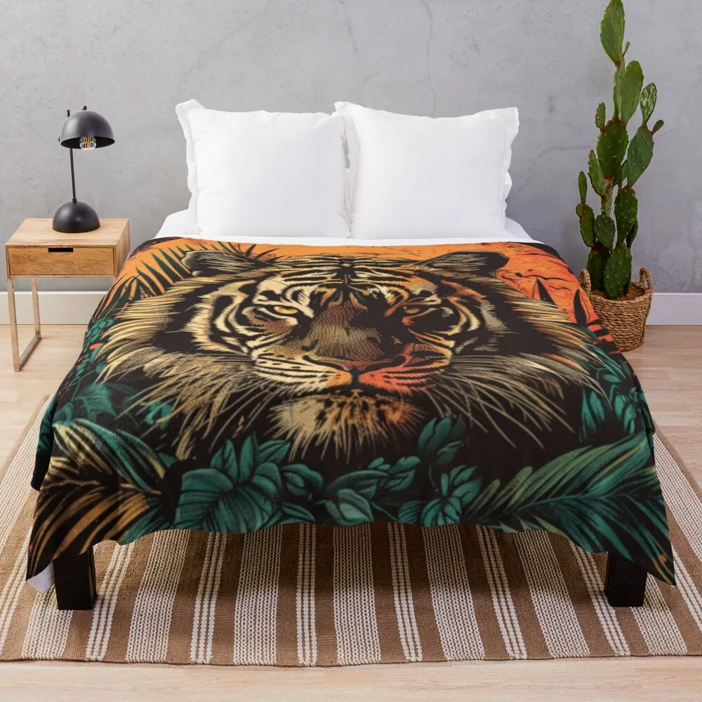 

Jungle Majesty: Vintage Tiger Design Throw Blanket heavy to sleep Blankets Sofas Of Decoration Blankets