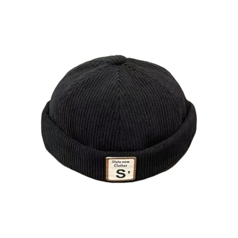 

Fashion Corduroy Baby Hat Adjustable Vintage Brimless Hat Letter Embroidered Solid Color Docker Hat Outdoor