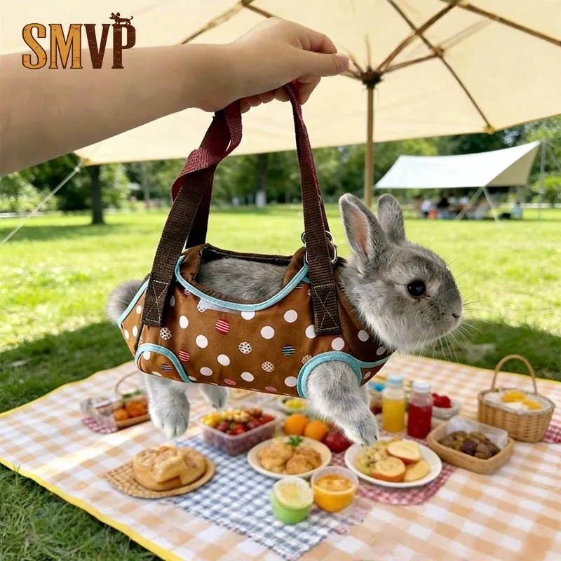 

Polka Dot Print Can Be Carried on Pet Outing Harness Anti Break Free All in One Pet Outing Products Rabbit Carrier