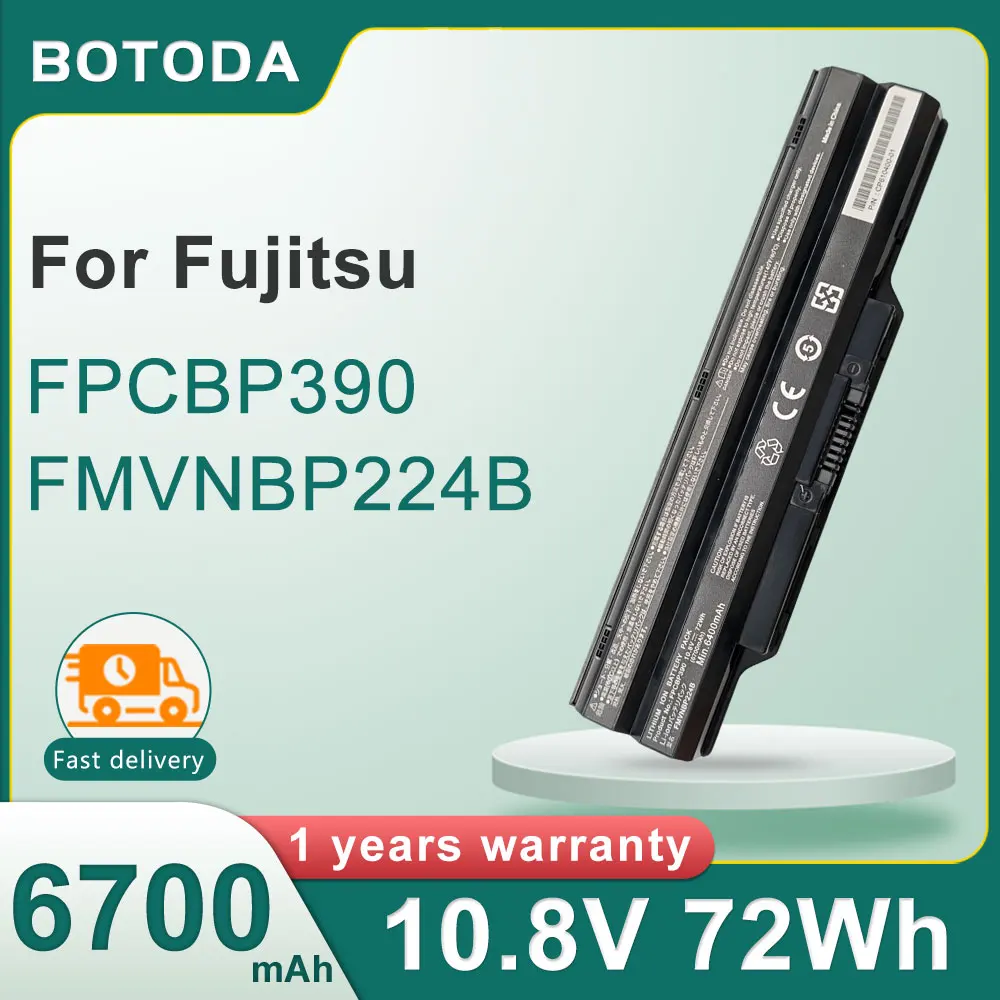 BOTODA FPCBP390 FMVNBP224B Laptop Battery 10.8V/72WH-6700mAh For Fujitsu LifeBook SH782 S782 laptop FPCBP391 FPCBP393
