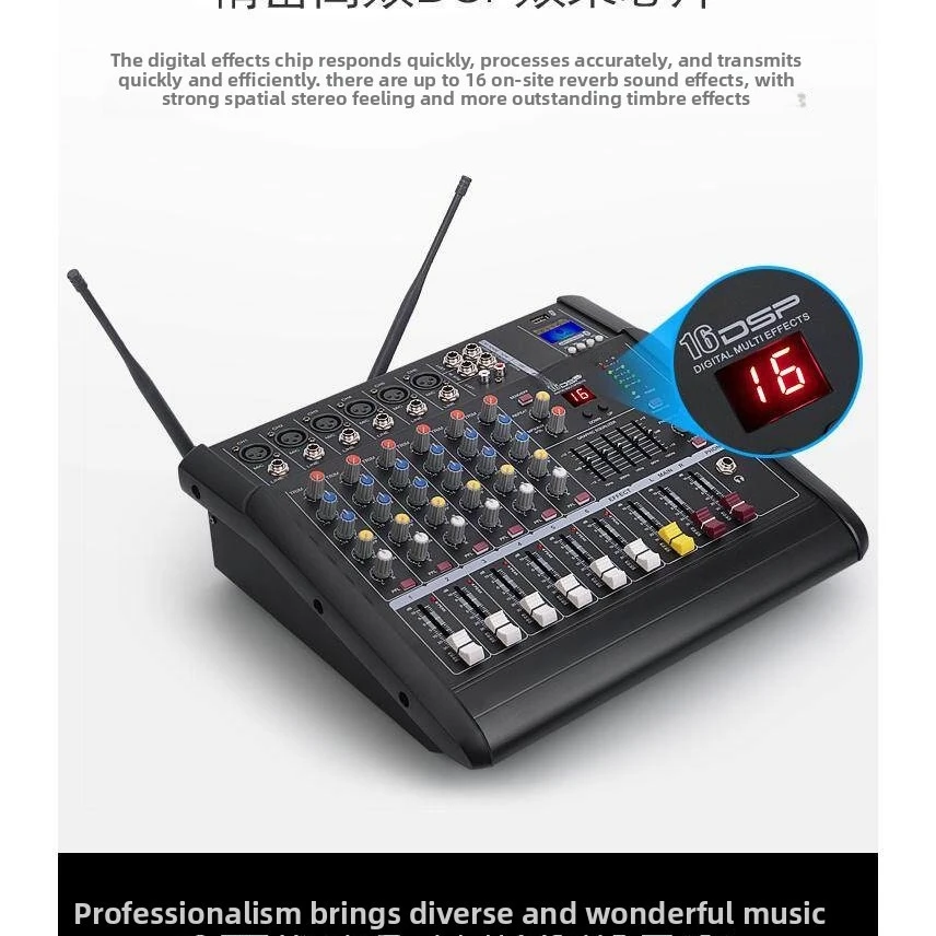2000 Watt 10-Channel Professional Power Mixer Power Hybrid Amplifier Audio Mixer