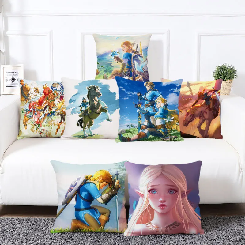 The Legend of Zelda Flax Pillow Cartoon Printing Car Sofa Pillow Cushion 45×45cm