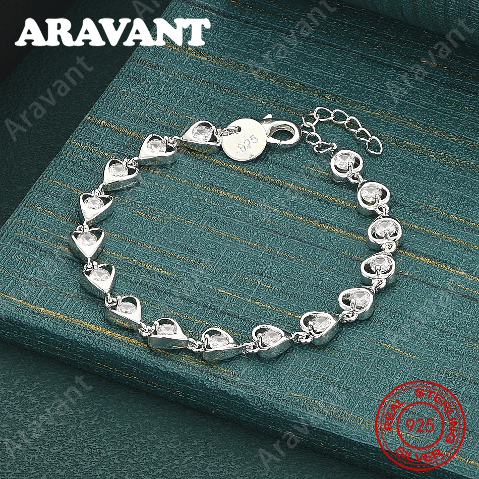 Herzförmiges Zirkonia-Armband aus 925er Sterlingsilber für Damen – Vintage-Stil, personalisiertes Accessoire, Geschenk, Schmuck