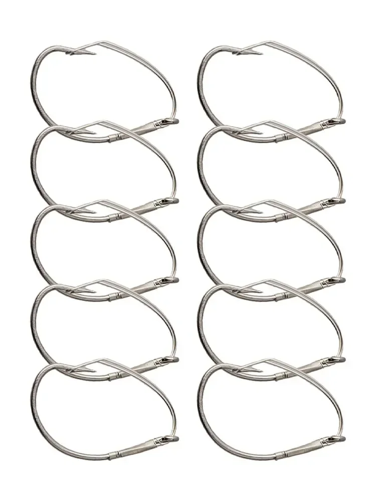 10pcs/Box High Carbon Steel Wacky Rig Hooks High Carbon Steel Silver Weedless Barbed Fishig Wide Gap Hook Anti Hanging Bottom