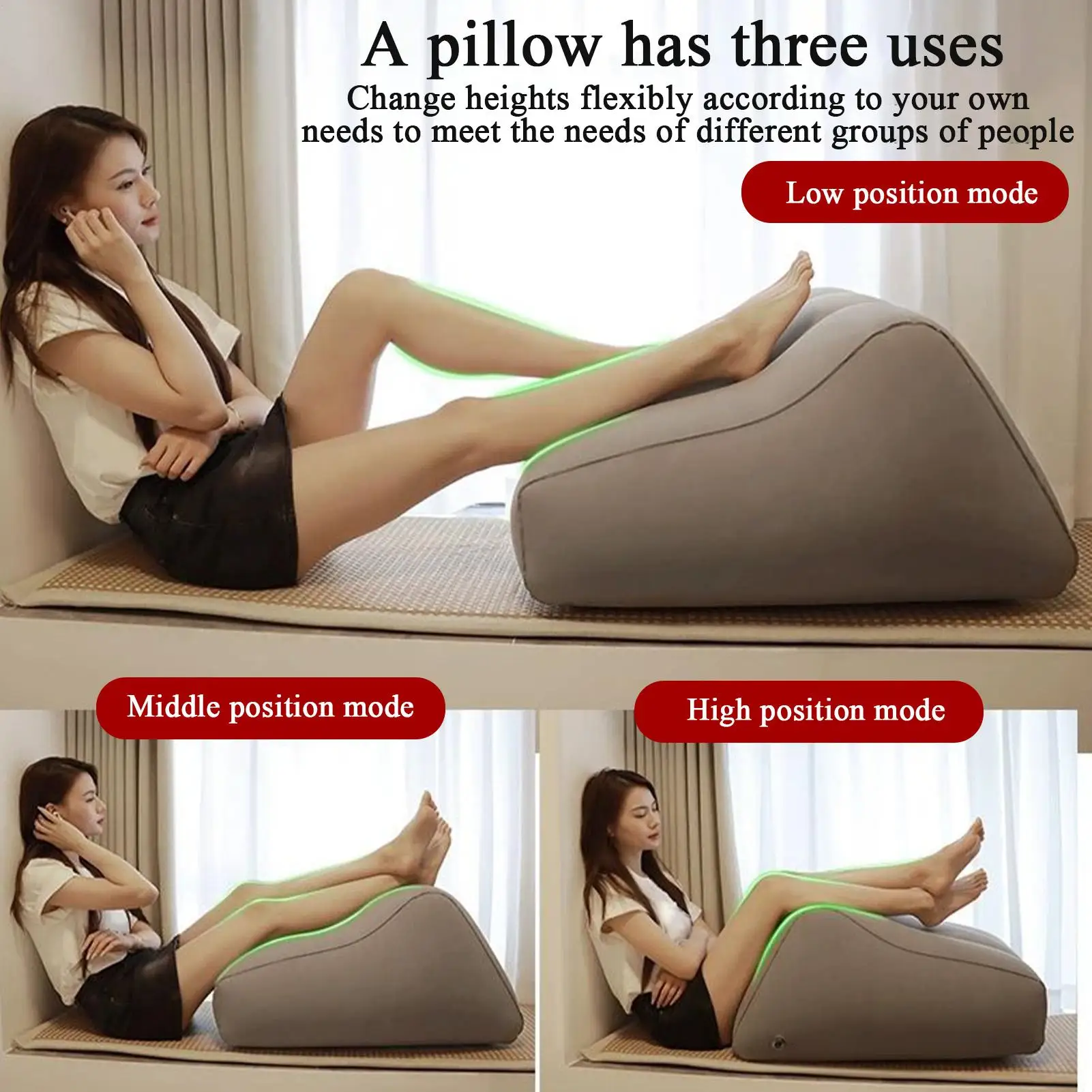 Leg Elevating Pillow Inflatable Knee Support Cushion Portable Soft Leg Support Pillow For Hip Spinal Alignment Knee Ankle Back