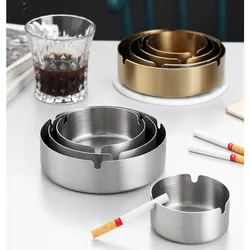 1pc 14cm Car Windproof Stainless Steel Ashtray Easy To Clean U-Shaped Groove Thick And Durable Placed Steadily Drop Resistant CN