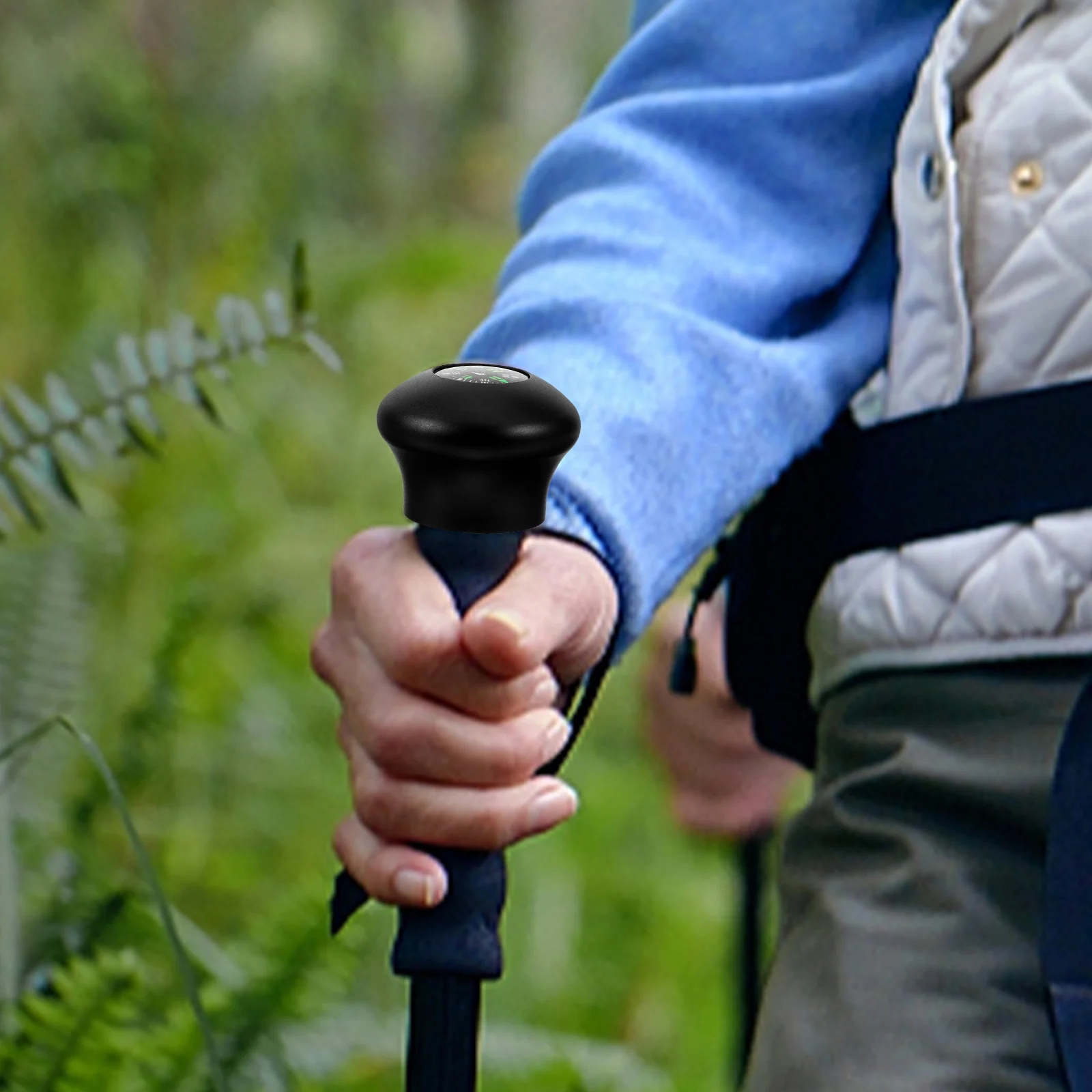 

Hiking Pole Head Compass with Accurate Direction Finder Ergonomic Ball Handle Lightweight Aluminum Alloy for Trekking