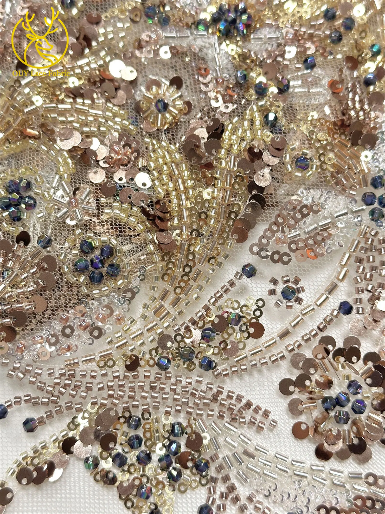 Luxuriöser Afrikanischer Spitzenstoff 2026 Hochwertige Französische Perlen-Pailletten-Spitze 5 Yards Nigeria Tüllspitze für Party- und Hochzeitskleider – Detail 11