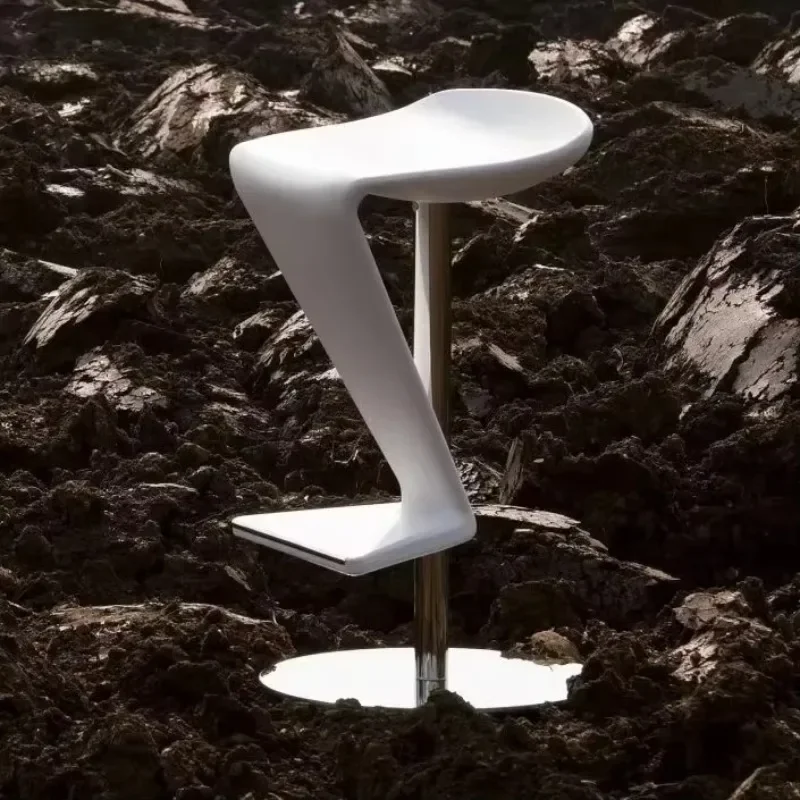 FRP high stool bar model house sales office stainless steel z-shaped bar stool bar chair