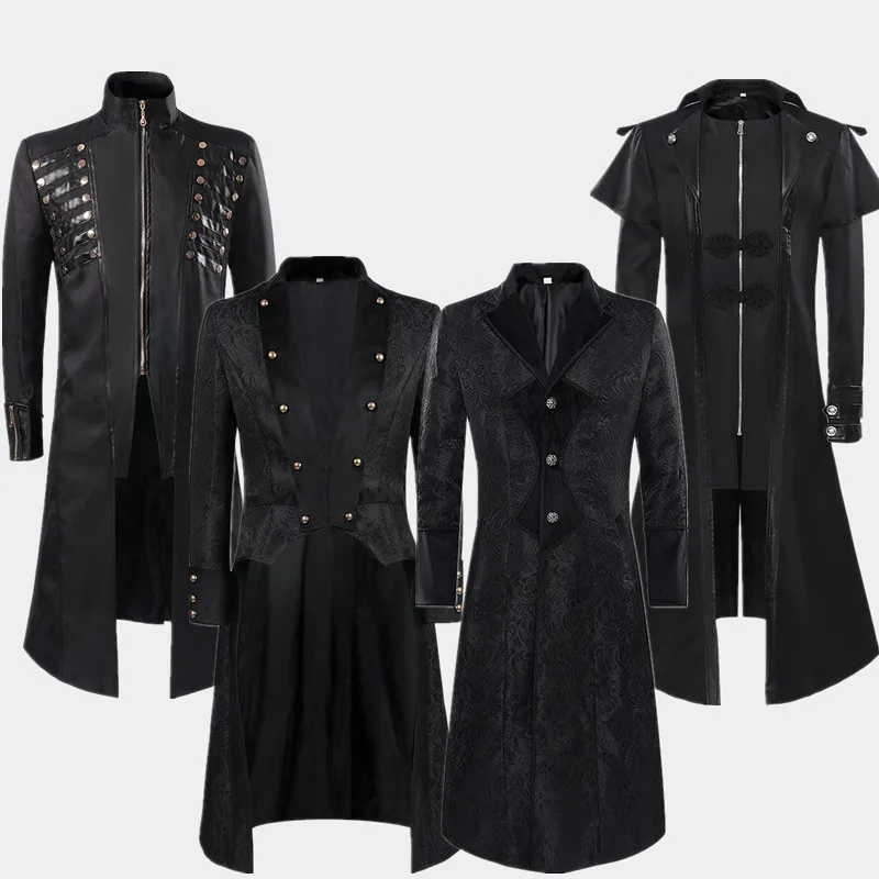 

Medieval Gothic Punk Costume Retro Windbreaker Men's Court Jacket Halloween Performance Outfit Stage Clothing