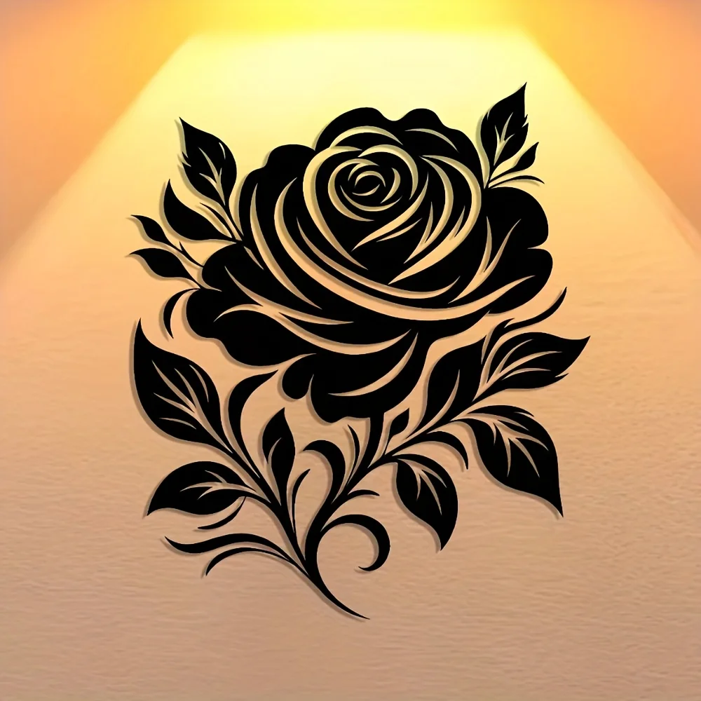 

Винтажный металлический декор для стен в виде розы, железный цветочный силуэт для спальни, патио, балкона