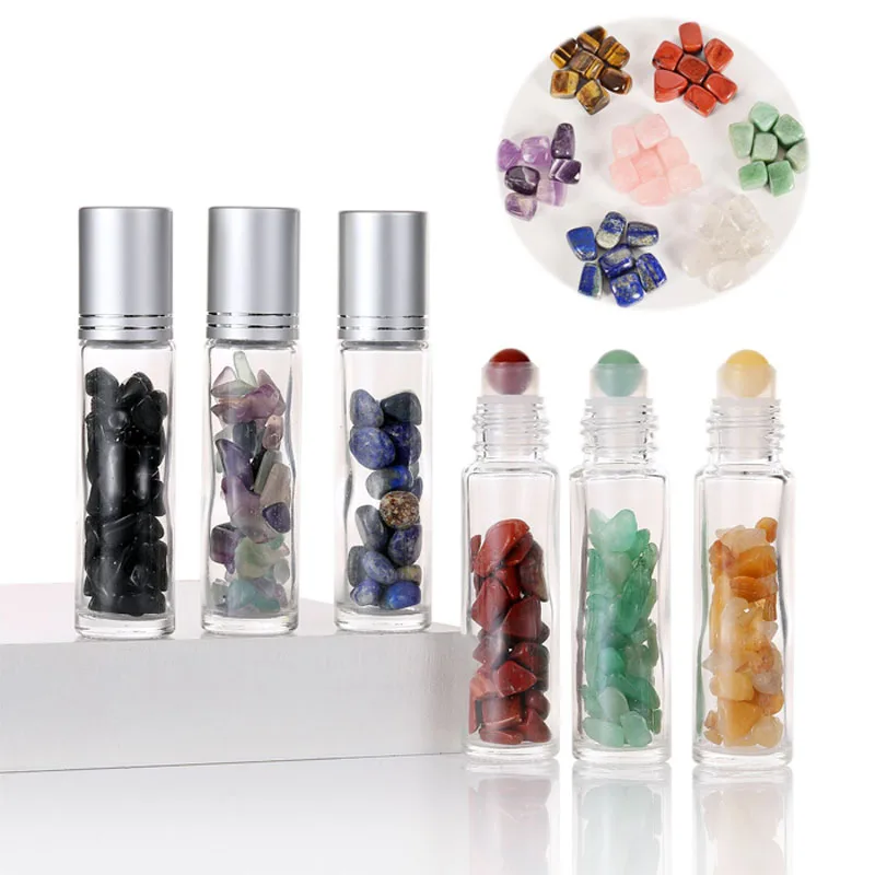 12 x 10 ml Glas-Rollerflaschen für ätherische Öle, Heilkristall-Chips, Steine, Roll-on-Flasche, nachfüllbar, Parfümöl, Großhandel für Reisen