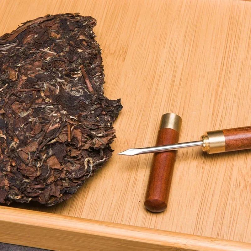 الفولاذ المقاوم للصدأ الشاي إبرة خشب الصندل الصلب الأبنوس الخشب مقبض غمد دائم بوير الشاي تخفيف سكين طقم شاي الملحقات