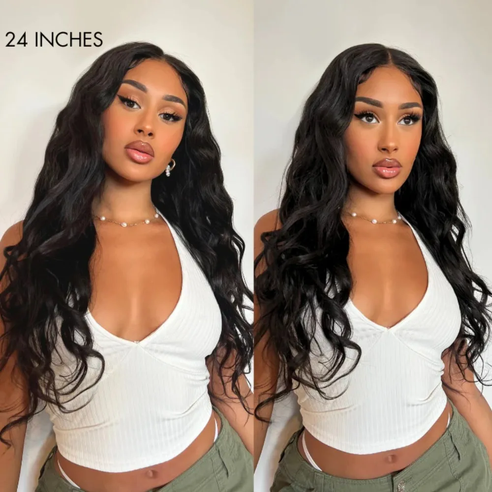 Wear And Go Glueless Body Wav Lace Front Wig Synthetic 4×4 HD Lace Closure Wig Pre Plucked Hairline Pre Cut Wigs For Women